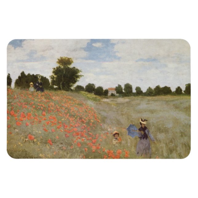 Fält i Poppies Claude Monet Magnet (Horisontell)