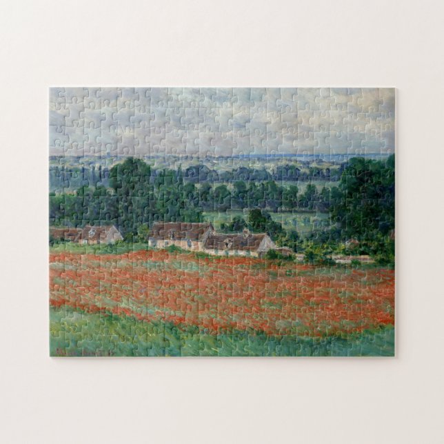 Fält i poppies Giverny Monet Fine Art Pussel (Horisontell)
