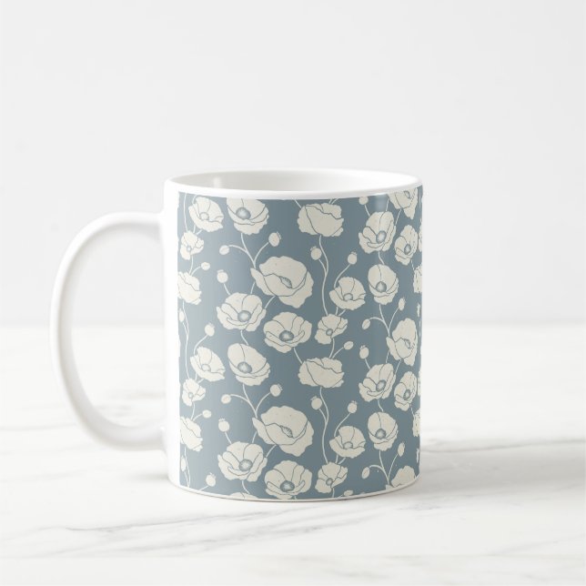 Fält i Poppies kräm i blått Kaffemugg (Vänster)