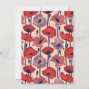 Fält i poppies // modern linjekontur för vilda blo julkort
