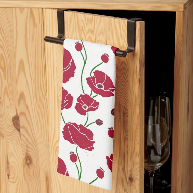 Fält i Poppies Red Kökshandduk (Thirds Fold)