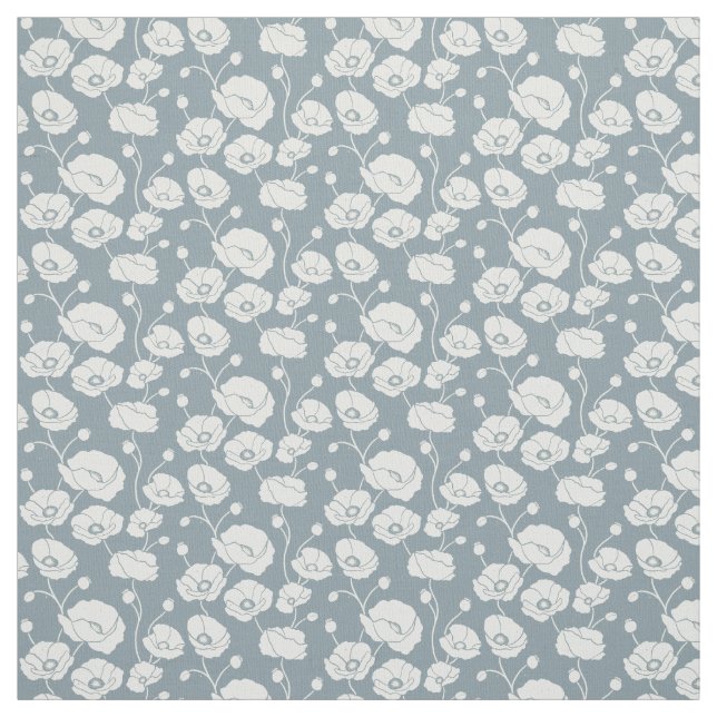 Fält i Poppies vita på blå Tyg (Provkarta)