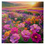 Fält i Radiance Kakelplatta<br><div class="desc">Lägg dig i naturens vackra skön med den här klara bilden av ett blommande fält vid solnedgången. Den här utformningen utstrålar värme och lugn och har en färgstark blomma i fullt. Den mjuka glöden från de sol och avlägsna bergen ger en aning harmoni, skapar den en tidlös firande av naturskönhet...</div>