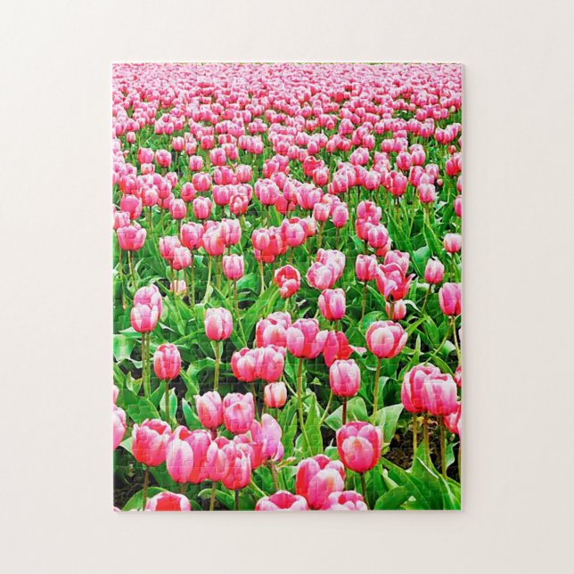 Fält i Rosa Tulips Pussel (Vertikal)