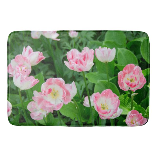 Fält i rosa tulpaner badrumsmatta (Framsidan)