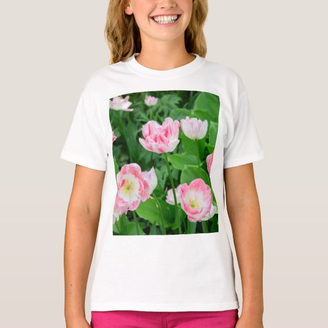 Fält i rosa tulpaner t shirt (Framsida)