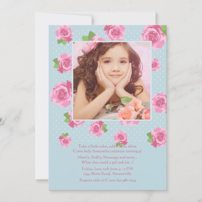 Fält i Rosor fotoinbjudan Inbjudningar (Framsida)