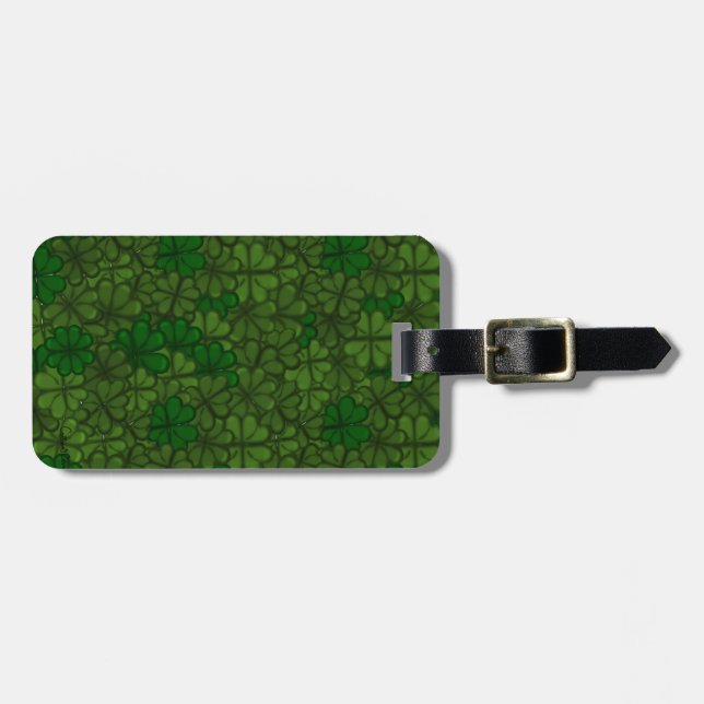 Fält i Shamrocks Digital Art Mönster St Patricks Bagagebricka (Horisontell Framsida)