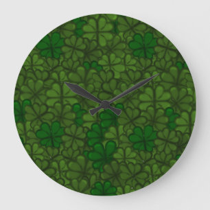 Fält i Shamrocks Digital Art Mönster St Patricks Stor Klocka