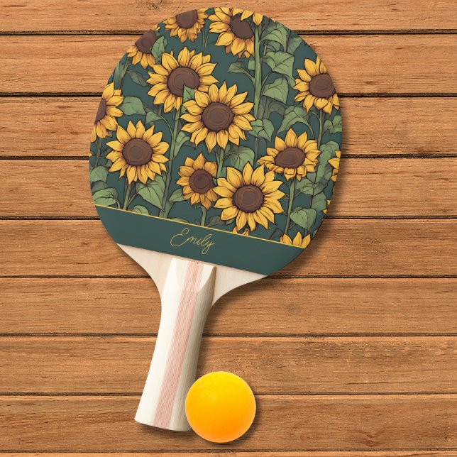 Fält i Solblommor Monogram Pingisracket (Skapare uppladdad)