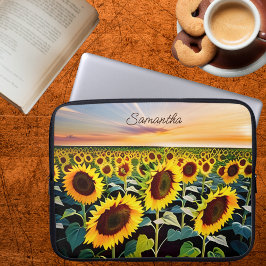 Fält i solblommor Namnteckning Laptop Fodral