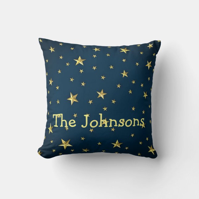 Fält i Stars på Deep Midnight Blå himmel Kudde (Framsida)