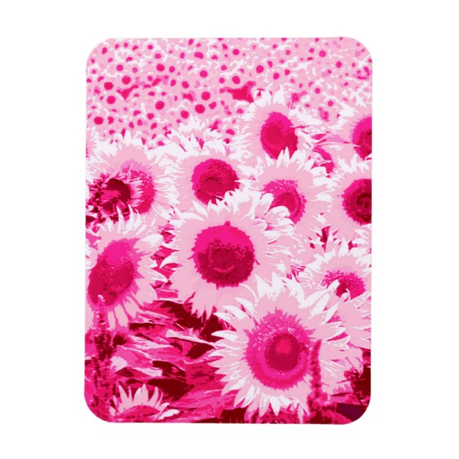 Fält i Sunblommor - Fuchsias rosa - nyanser Magnet (Vertikal)