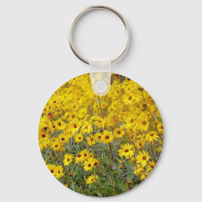 Fält i Vibrant Gula blommor Nyckelring (Framsida)