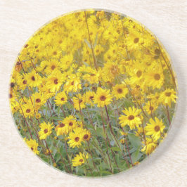 Fält i Vibrant Gula blommor Underlägg Sandsten