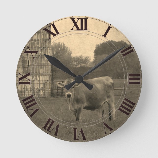 Fält Jersey Cow Clockface Rund Klocka (Framsida)