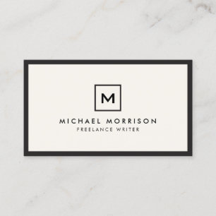 FÄLT LOGOTYP med DIN INITIAL/MONOGRAM Black/Ivory Visitkort