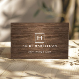 FÄLT LOGOTYP MED DIN INITIAL/ MONOGRAM BROWN WOOD VISITKORT