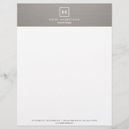 FÄLT LOGOTYP MED DIN INITIAL/ MONOGRAM på GRÅTT LI Brevhuvud