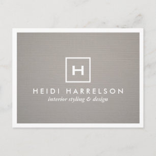 FÄLT LOGOTYP MED DIN INITIAL/ MONOGRAM på GRÅTT LI Vykort