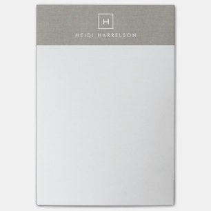 FÄLT LOGOTYP MED DIN INITIAL/MONOGRAM PÅ KHAKI LIN POST-IT BLOCK