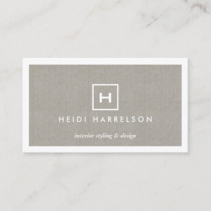FÄLT LOGOTYP MED DIN INITIAL/MONOGRAM PÅ KHAKI LIN VISITKORT