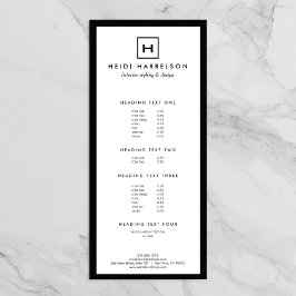 FÄLT LOGOTYP med DIN INITIAL/MONOGRAM, svart/vit Reklamkort