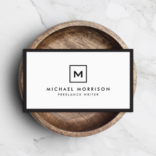 FÄLT LOGOTYP med DIN INITIAL/MONOGRAM, svart/vit Visitkort