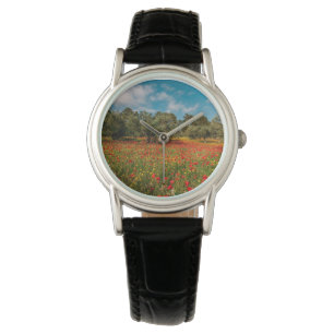fält med blommor och träd armbandsur