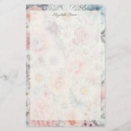 Fält med blomningar Elegant dämpad Klassisk Blomma Brevpapper