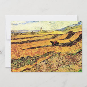 Fält med plogman och kvarn av Vincent van Gogh