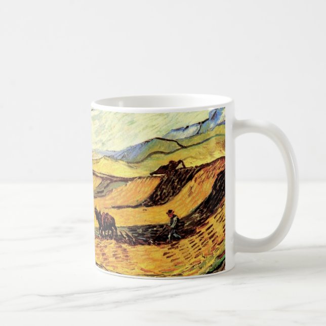 Fält med plogman och kvarn av Vincent van Gogh Kaffemugg (Höger)