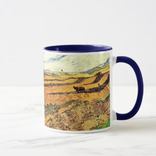 Fält med Plowman och Mill av Vincent van Gogh Mugg