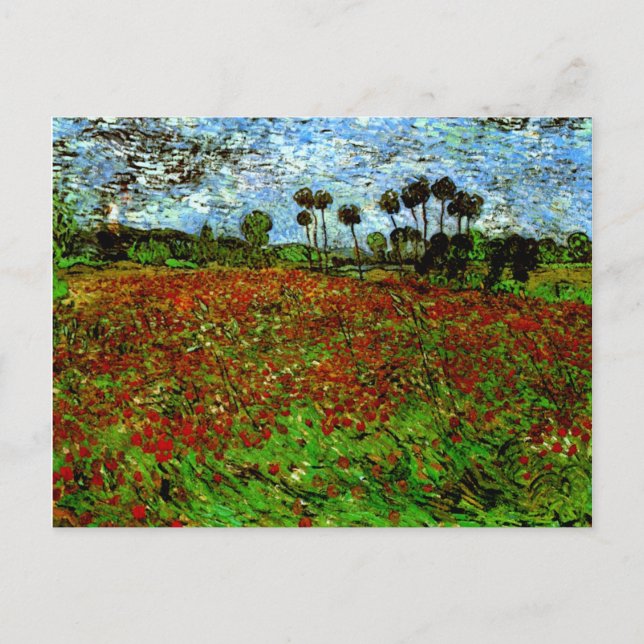 Fält med poppies (F636) Van Gogh Fine Art Vykort (Framsida)