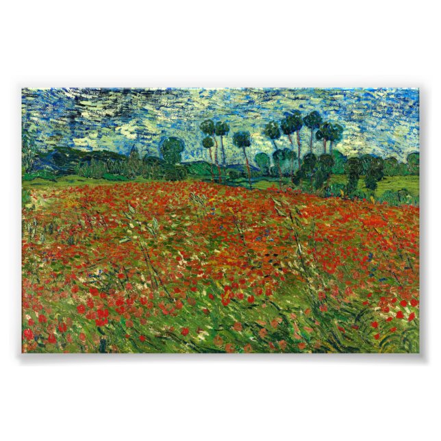 Fält med poppies från Van Gogh Fine Art Fototryck (Framsidan)