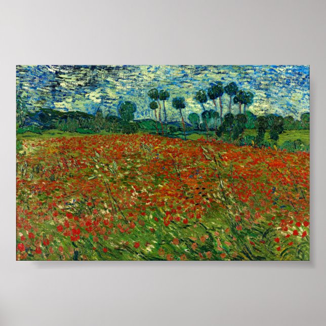 Fält med poppies från Van Gogh Fine Art Poster (Framsidan)