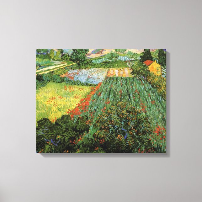 Fält med Poppies från Vincent van Gogh Canvastryck (Framsida)