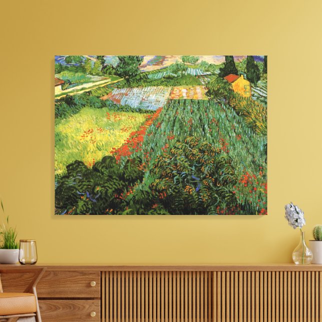 Fält med Poppies från Vincent van Gogh Canvastryck (Insitu (Vardagsrum))