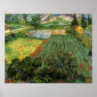 Fält med poppies Van Gogh Fine Art Poster