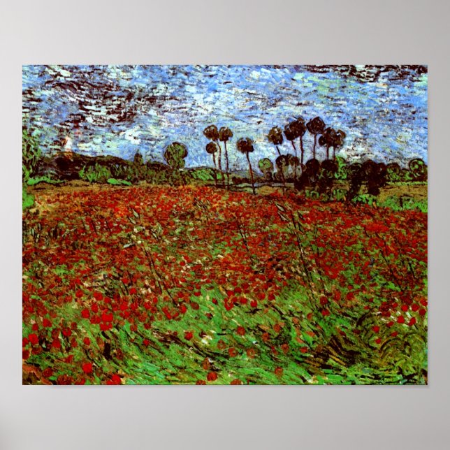 Fält med poppies Van Gogh Fine Art Poster (Framsidan)