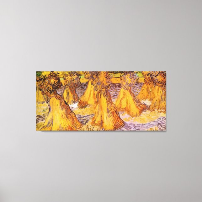 Fält med säckar av vete av Van Gogh. Canvastryck (Framsida)
