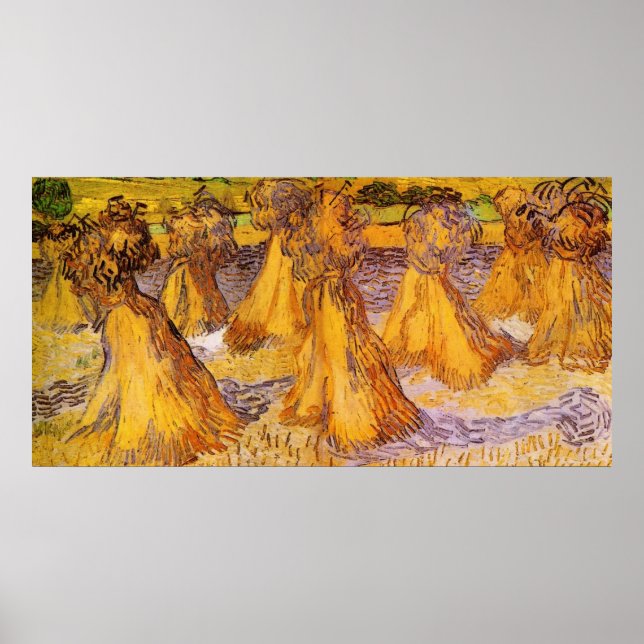 Fält med säckar av vete av Van Gogh Poster (Framsidan)