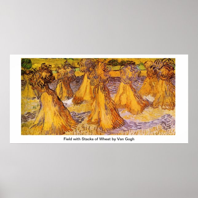 Fält med säckar av vete av Van Gogh Poster (Framsidan)