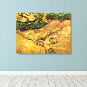 Fält med två kaniner av Vincent van Gogh Canvastryck