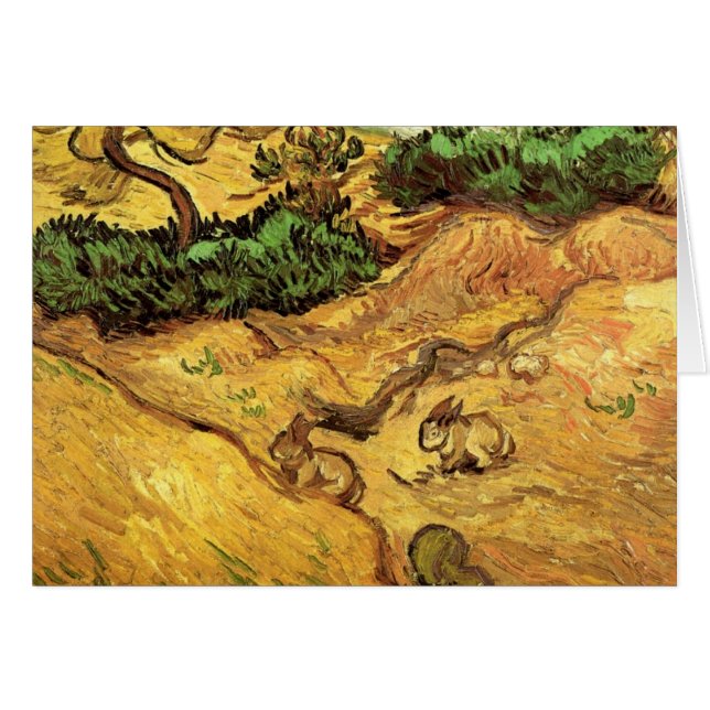 Fält med två kaniner av Vincent van Gogh Hälsningskort (Framsidan Horizontal)