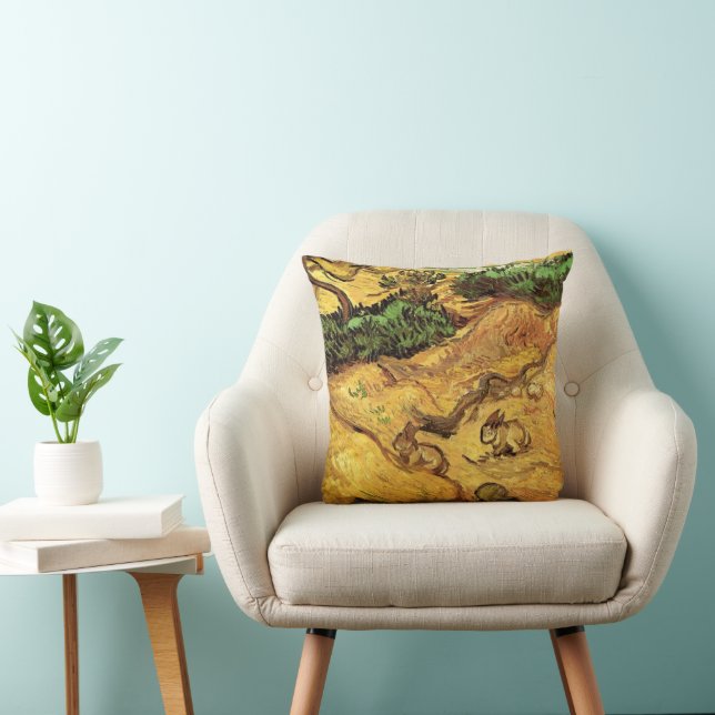 Fält med två kaniner av Vincent van Gogh Kudde (Stol)