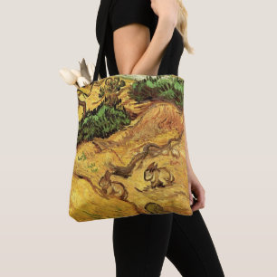 Fält med två kaniner av Vincent van Gogh Tygkasse