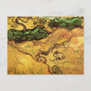 Fält med två kaniner av Vincent van Gogh Vykort