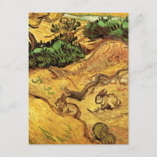 Fält med två kaniner av Vincent van Gogh Vykort