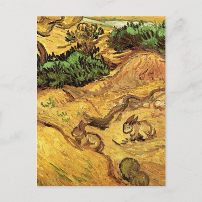 Fält med två kaniner av Vincent van Gogh Vykort (Framsida)